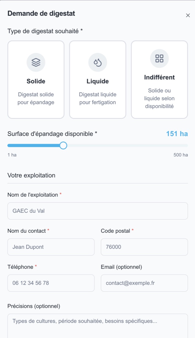 Request digestate